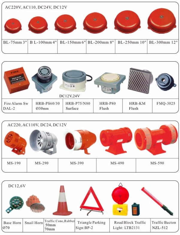 Alarm Bell, Buzzer, Motor Siren
